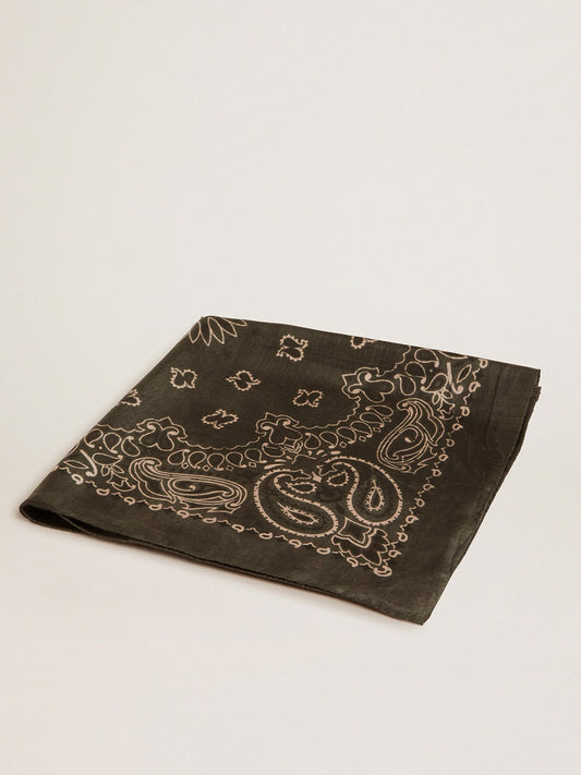 Moss-green scarf with paisley pattern - Golden Goose Women|Men