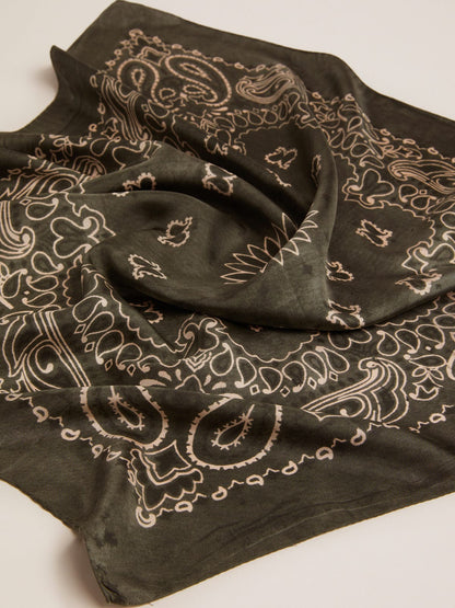 Moss-green scarf with paisley pattern - Golden Goose Women|Men
