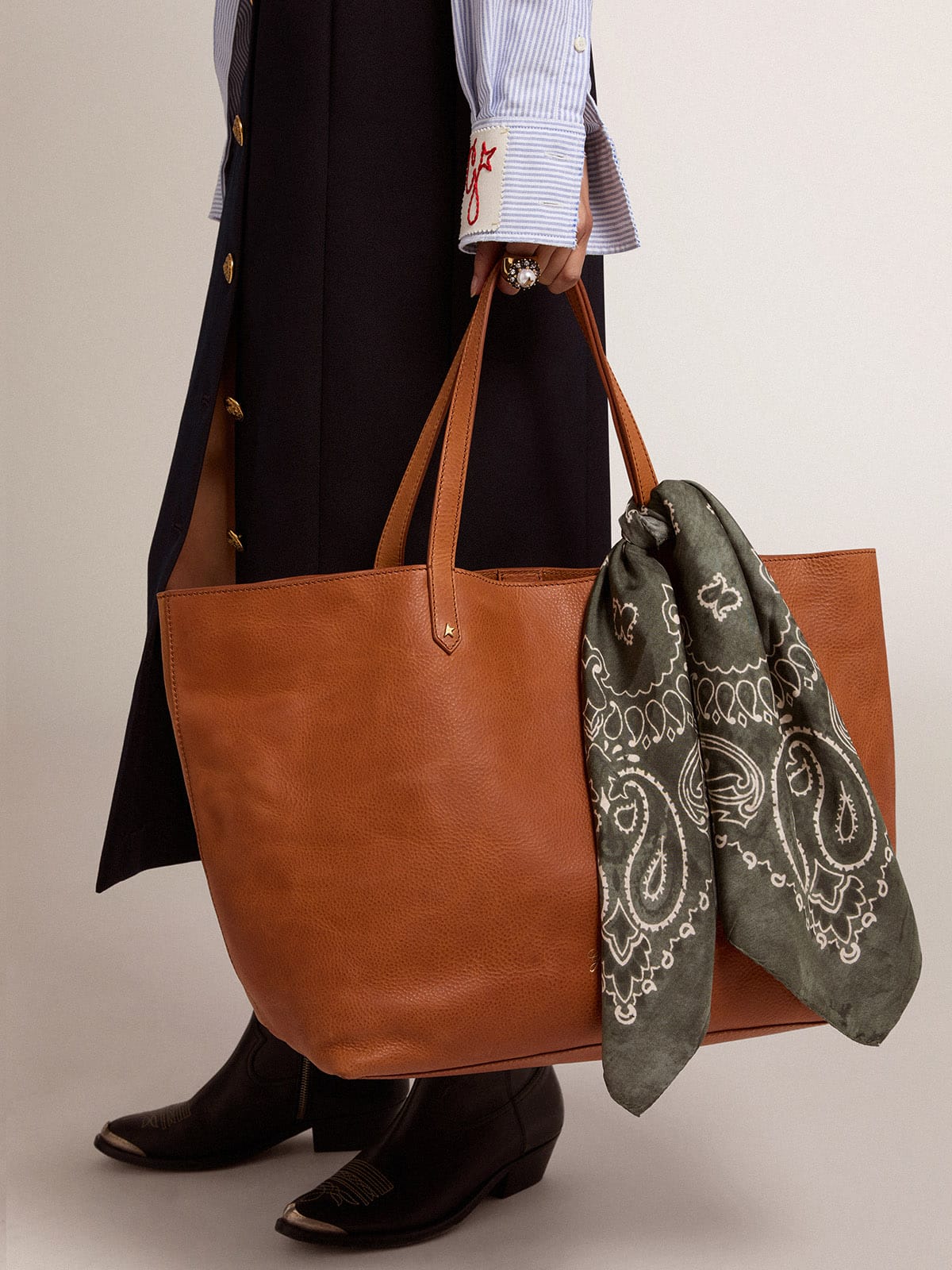 Moss-green scarf with paisley pattern - Golden Goose Women|Men