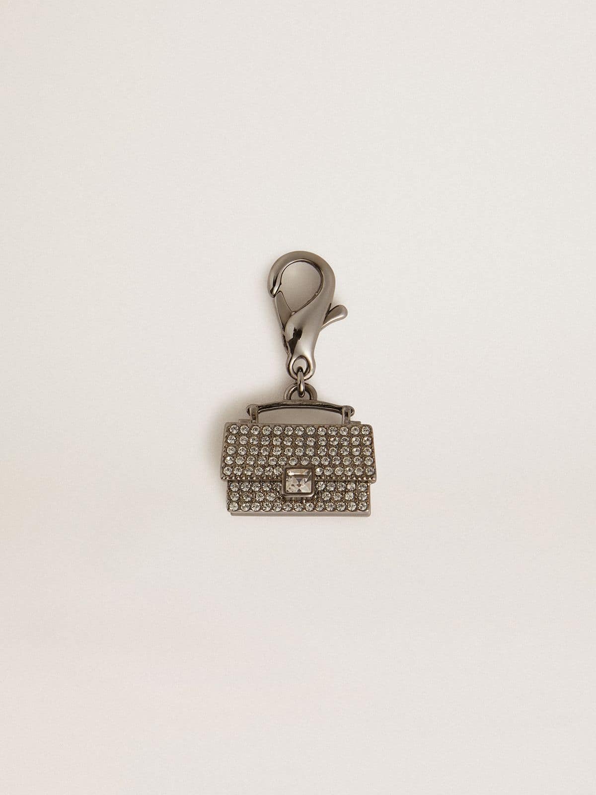 Purse-shaped charm in silver-colored brass with crystals - Golden Goose Women