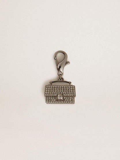 Purse-shaped charm in silver-colored brass with crystals - Golden Goose Women