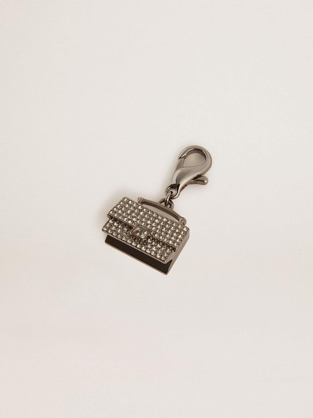 Purse-shaped charm in silver-colored brass with crystals - Golden Goose Women