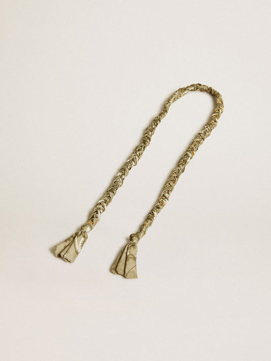 Dove-gray braided fabric charm with brass chain - Golden Goose Women