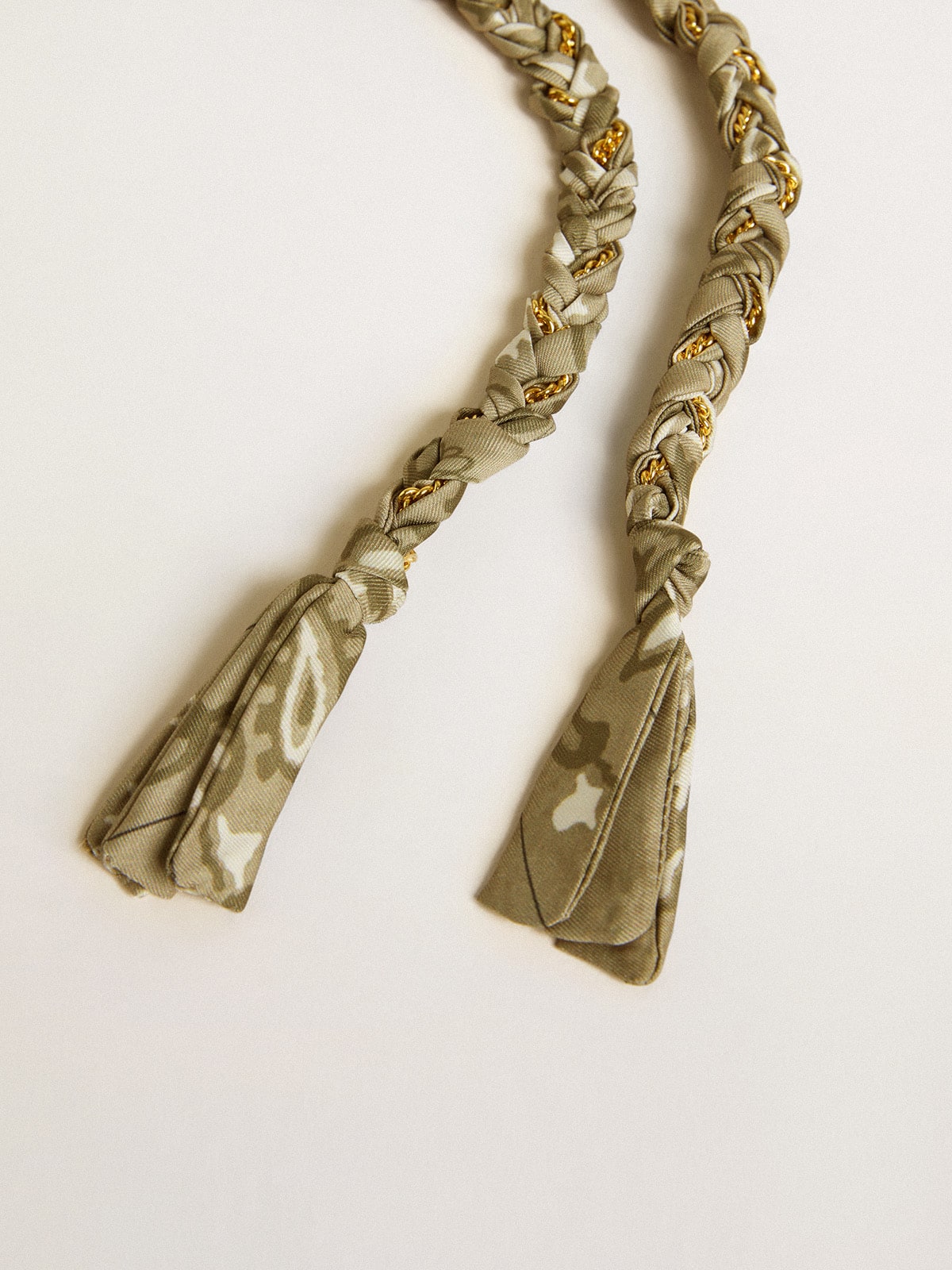 Dove-gray braided fabric charm with brass chain - Golden Goose Women
