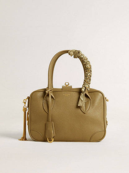 Dove-gray braided fabric charm with brass chain - Golden Goose Women