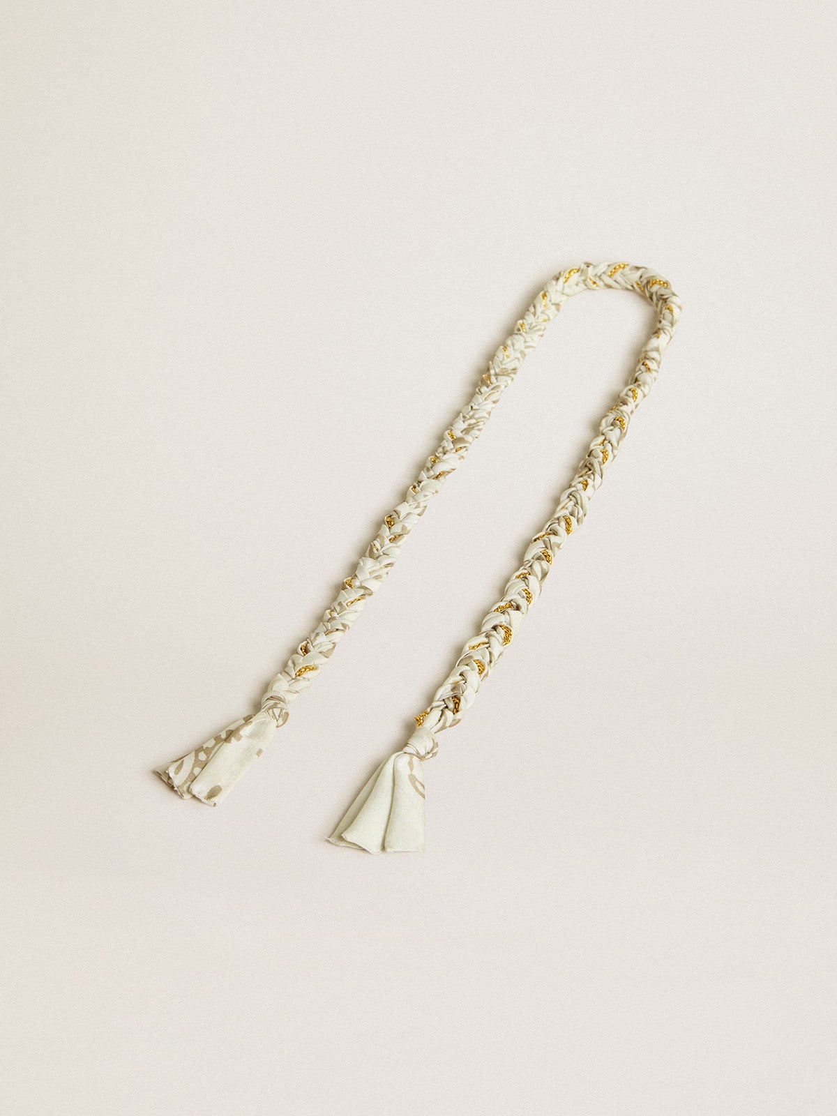 Butter-colored braided fabric charm with brass chain - Golden Goose Women