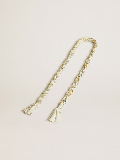 Butter-colored braided fabric charm with brass chain - Golden Goose Women
