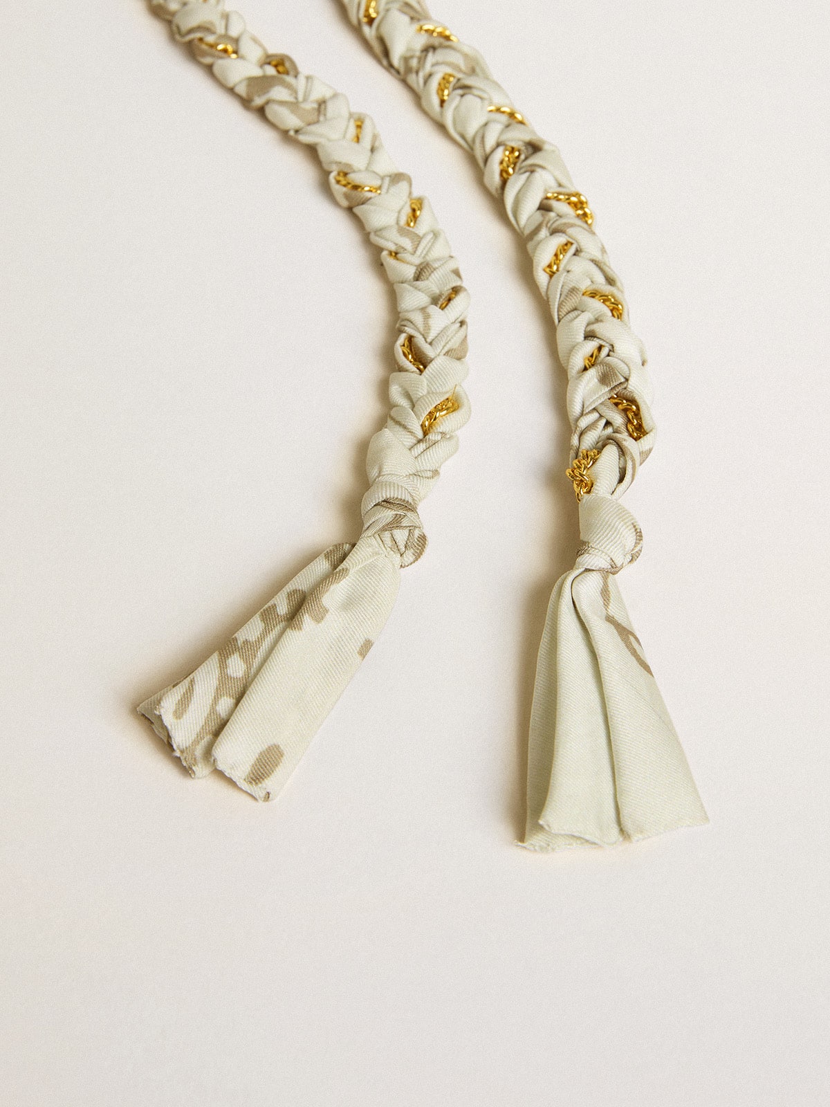 Butter-colored braided fabric charm with brass chain - Golden Goose Women