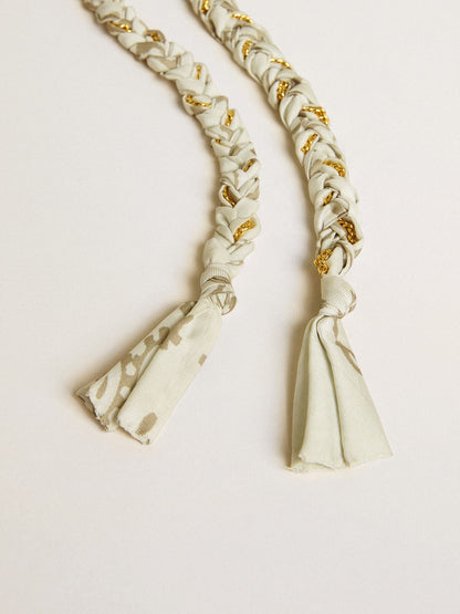 Butter-colored braided fabric charm with brass chain - Golden Goose Women