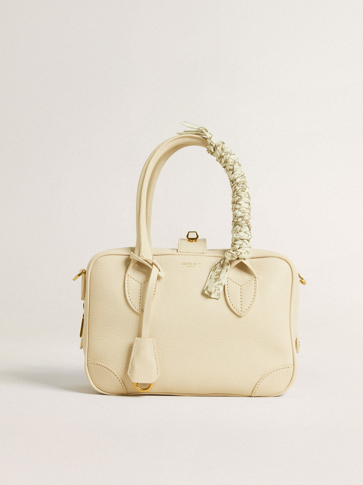 Butter-colored braided fabric charm with brass chain - Golden Goose Women
