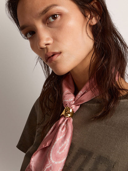 Old rose scarf with paisley print - Golden Goose Women|Men