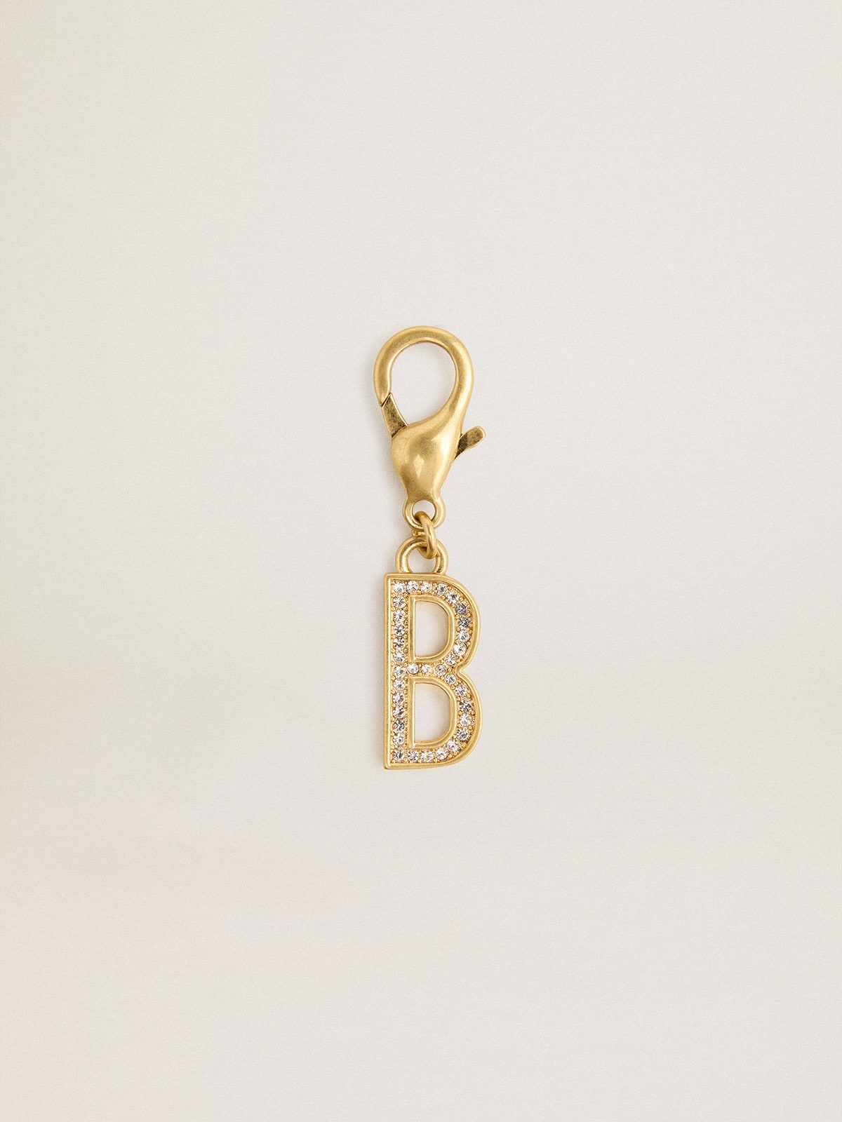 Letter B charm in gold-colored brass with crystals - Golden Goose Women