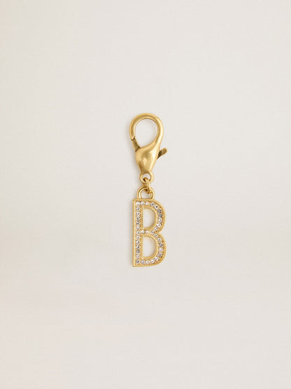Letter B charm in gold-colored brass with crystals - Golden Goose Women