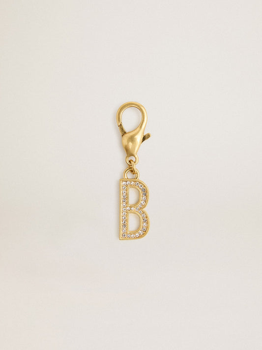 Letter B charm in gold-colored brass with crystals - Golden Goose Women