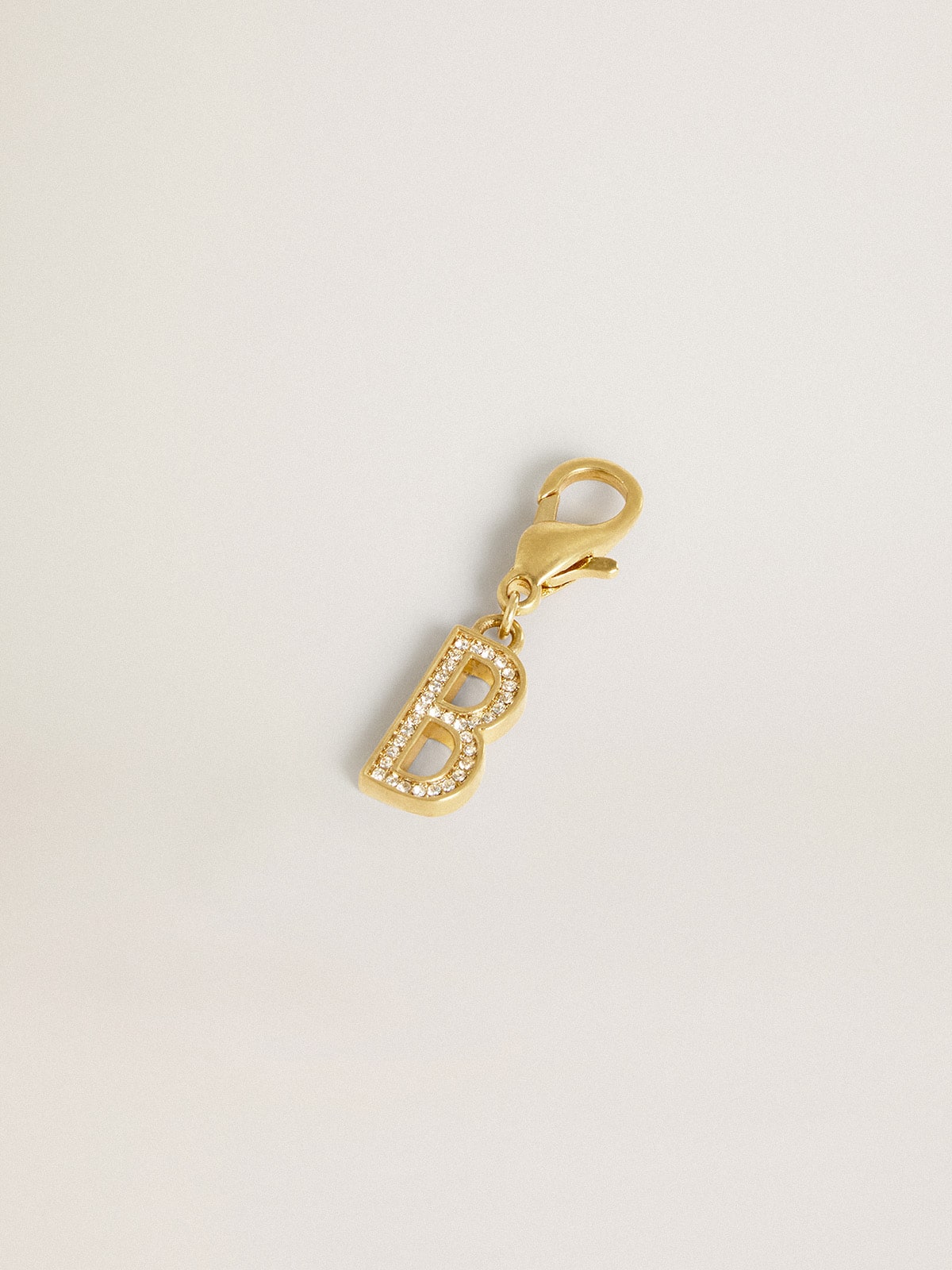 Letter B charm in gold-colored brass with crystals - Golden Goose Women