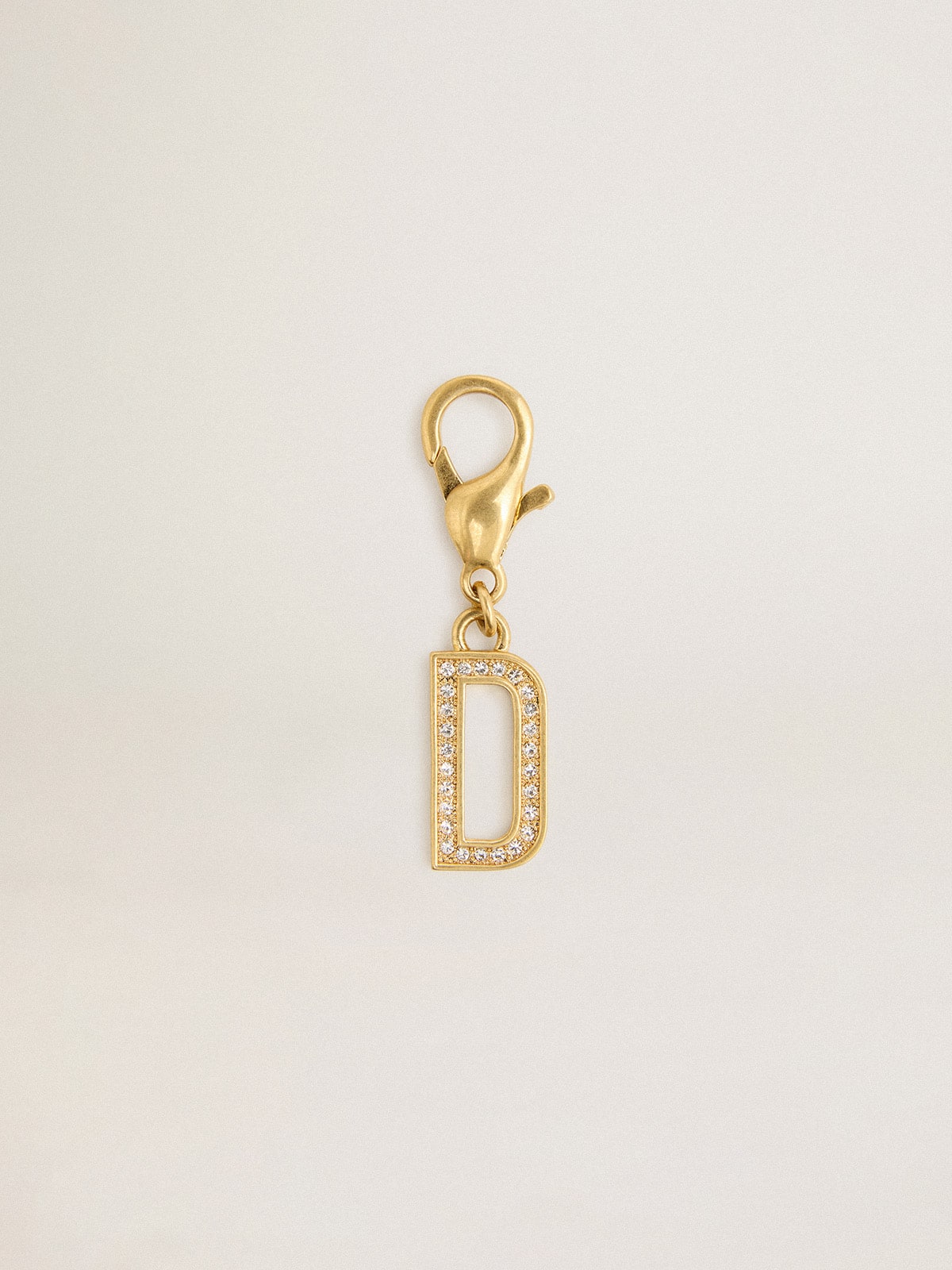 Letter D charm in gold-colored brass with crystals - Golden Goose Women