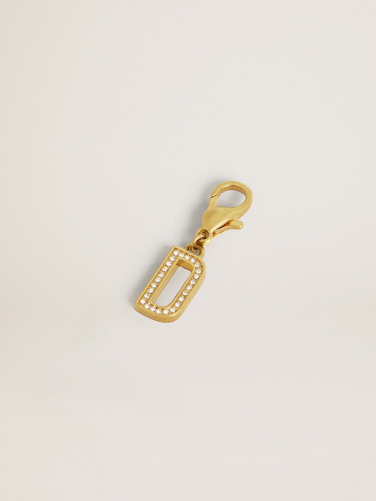 Letter D charm in gold-colored brass with crystals - Golden Goose Women