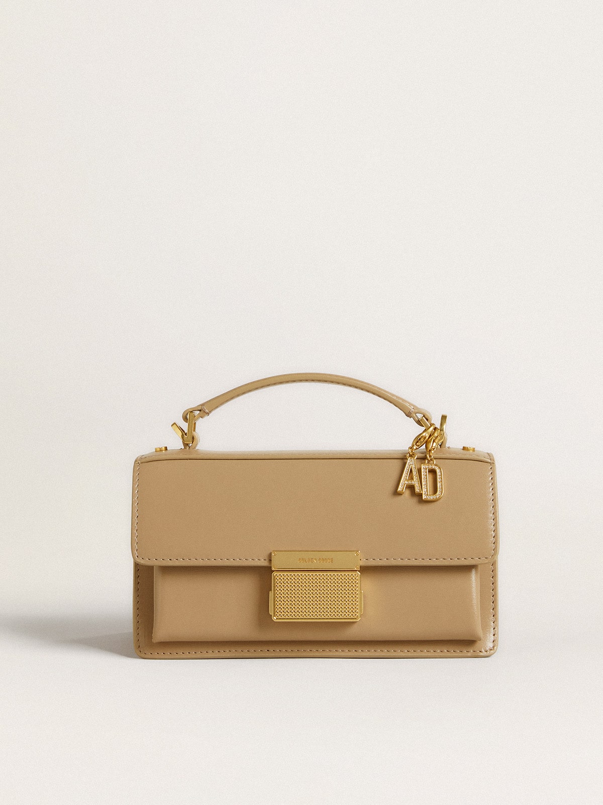 Letter D charm in gold-colored brass with crystals - Golden Goose Women