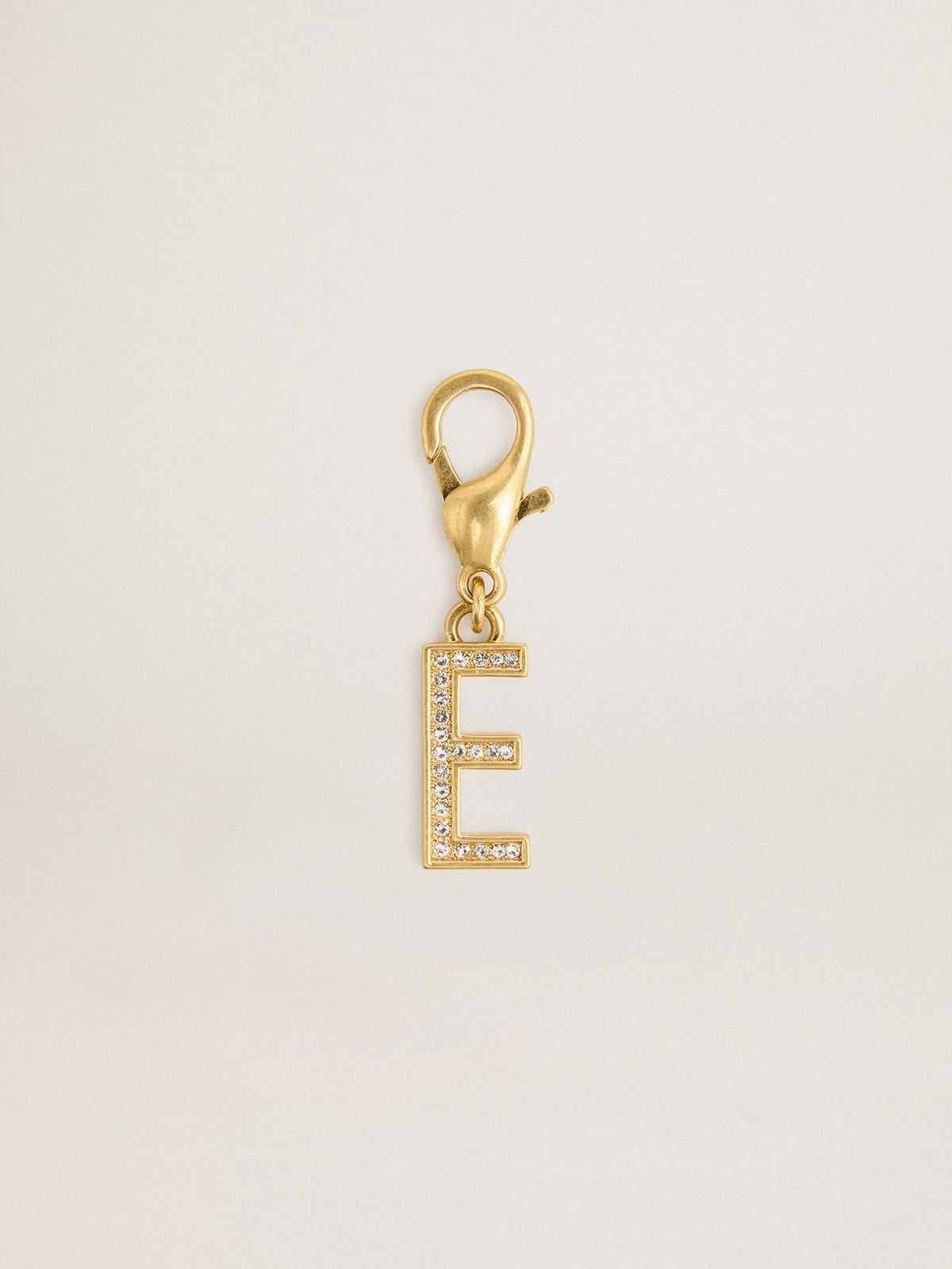 Letter E charm in gold-colored brass with crystals - Golden Goose Women