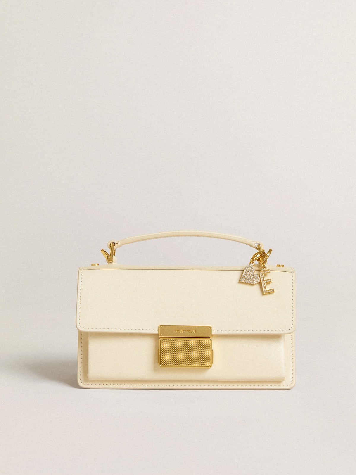 Letter E charm in gold-colored brass with crystals - Golden Goose Women