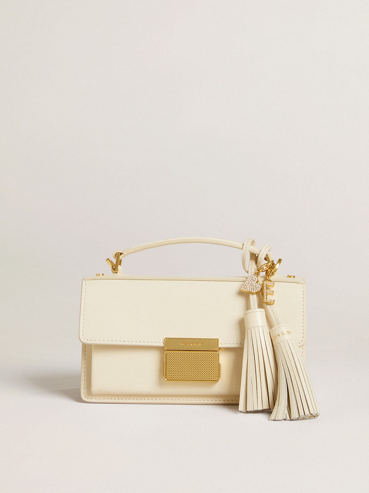 Letter E charm in gold-colored brass with crystals - Golden Goose Women