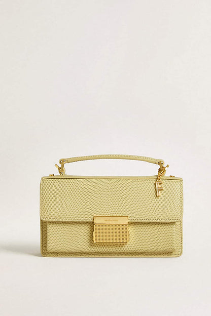 Letter F charm in gold-colored brass with crystals - Golden Goose Women