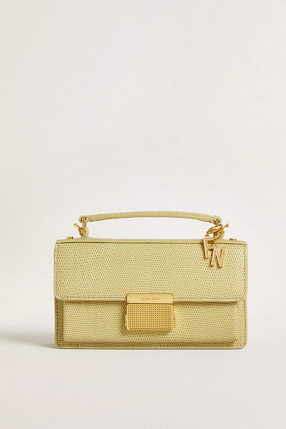 Letter F charm in gold-colored brass with crystals - Golden Goose Women