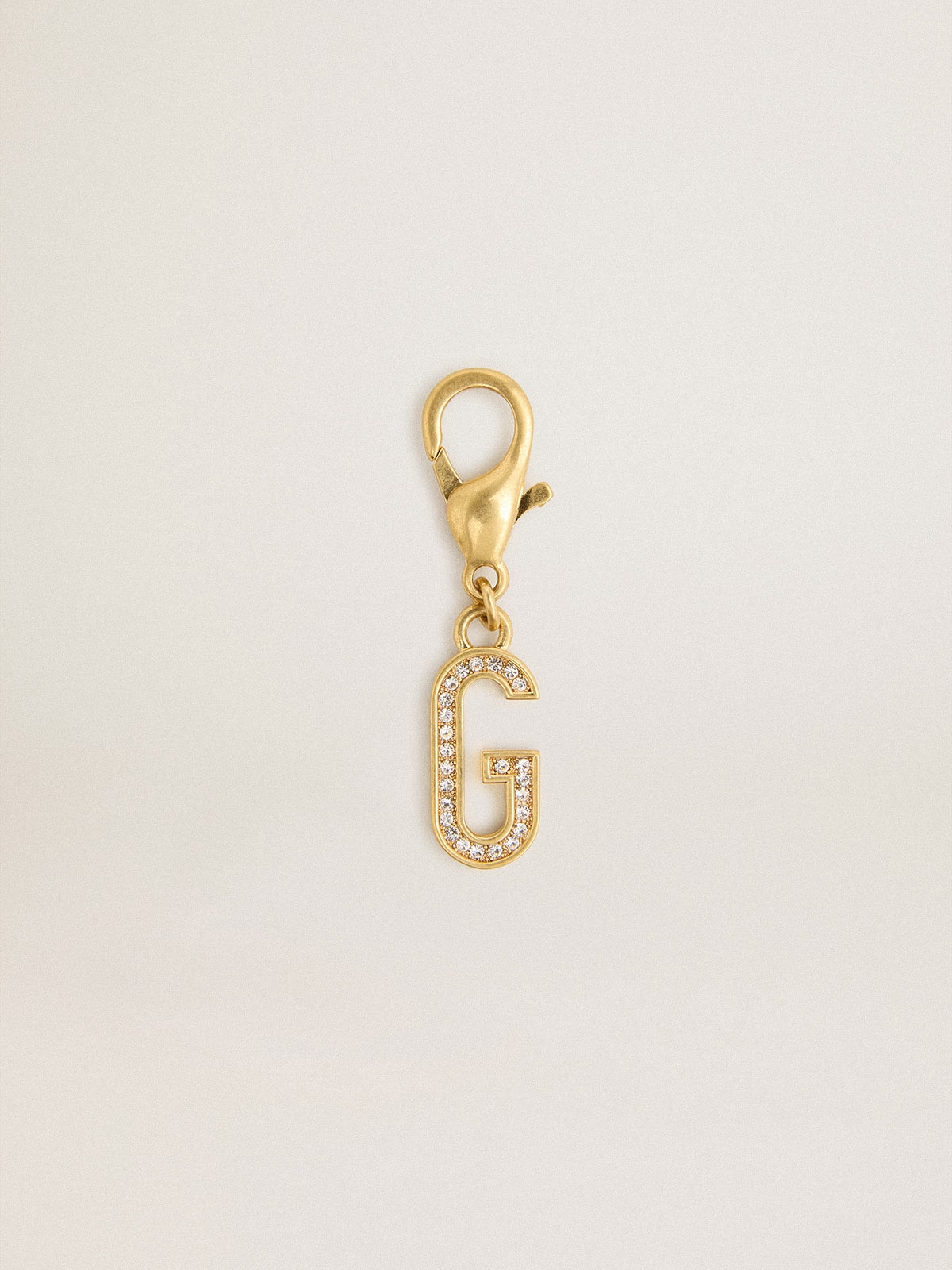 Letter G charm in gold-colored brass with crystals - Golden Goose Women