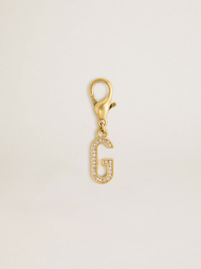 Letter G charm in gold-colored brass with crystals - Golden Goose Women