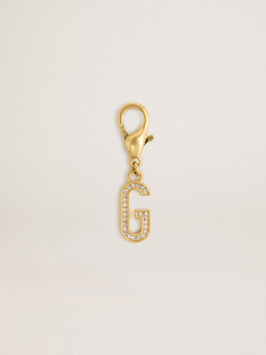 Letter G charm in gold-colored brass with crystals - Golden Goose Women