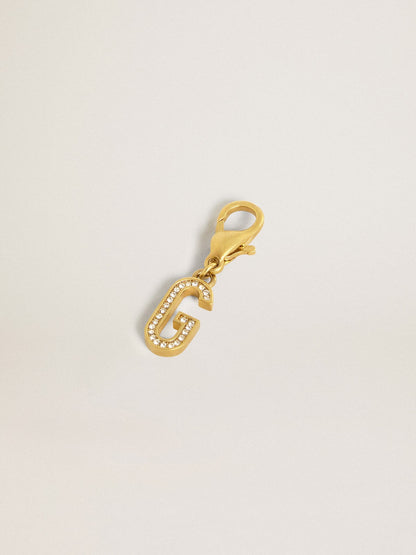 Letter G charm in gold-colored brass with crystals - Golden Goose Women