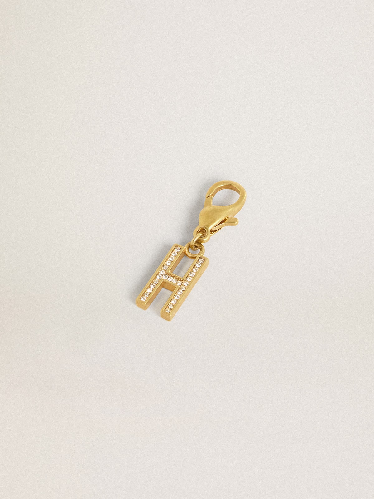 Letter H charm in gold-colored brass with crystals - Golden Goose Women