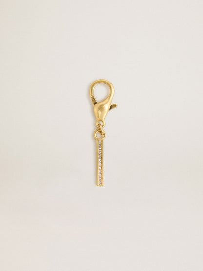 Letter I charm in gold-colored brass with crystals - Golden Goose Women