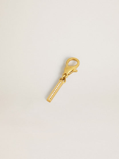 Letter I charm in gold-colored brass with crystals - Golden Goose Women