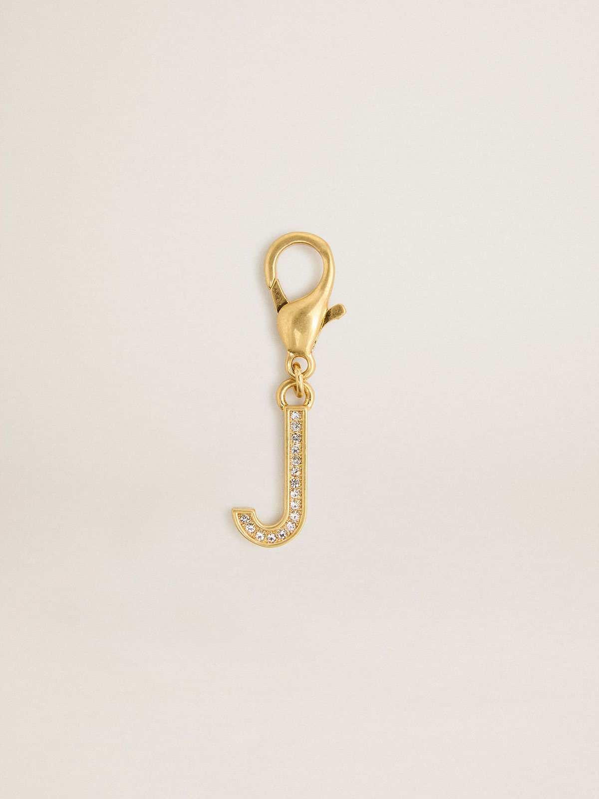 Letter J charm in gold-colored brass with crystals - Golden Goose Women