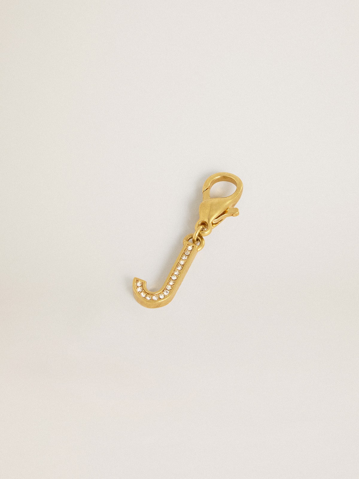 Letter J charm in gold-colored brass with crystals - Golden Goose Women