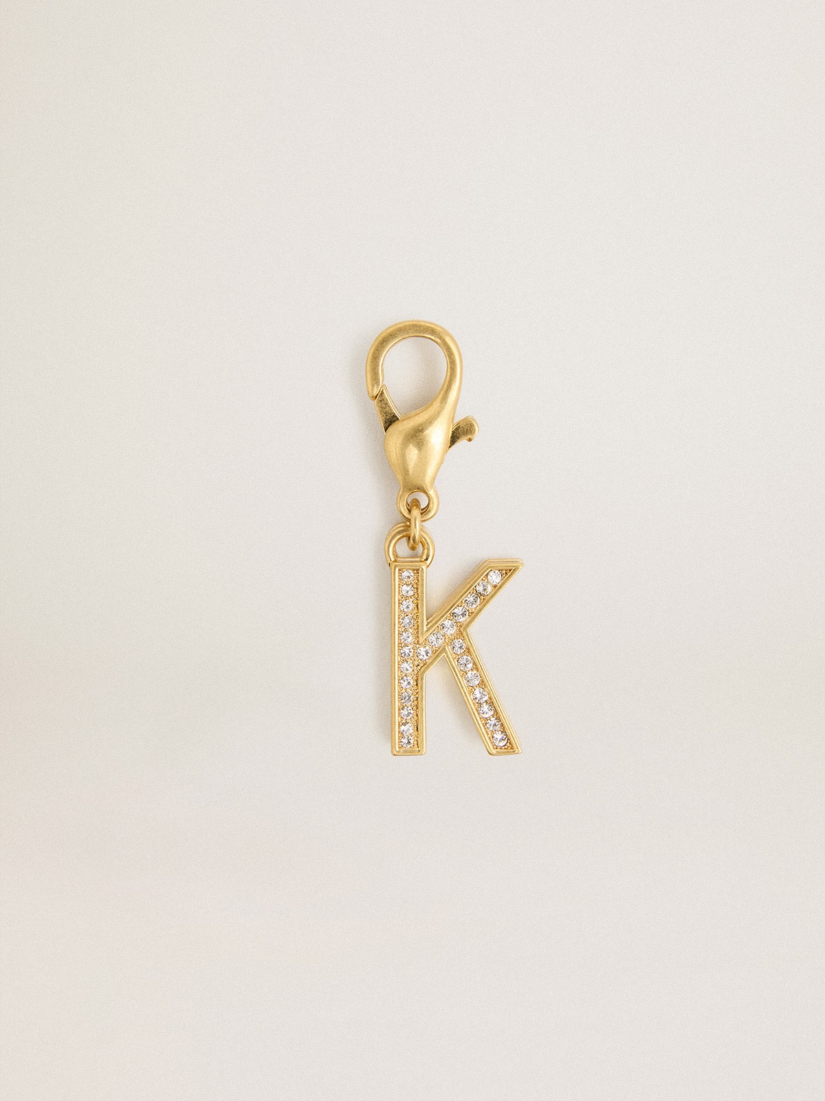 Letter K charm in gold-colored brass with crystals - Golden Goose Women
