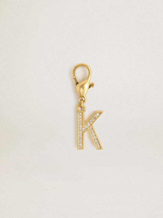 Letter K charm in gold-colored brass with crystals - Golden Goose Women
