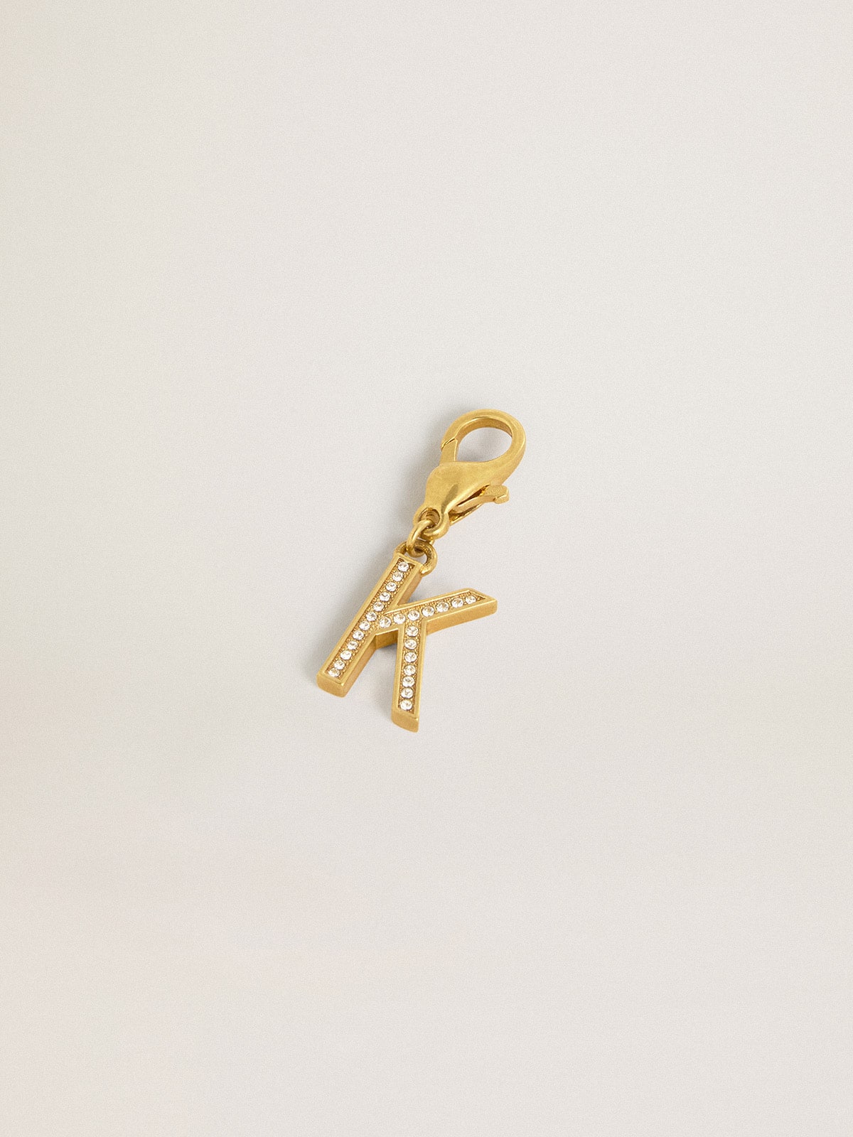 Letter K charm in gold-colored brass with crystals - Golden Goose Women