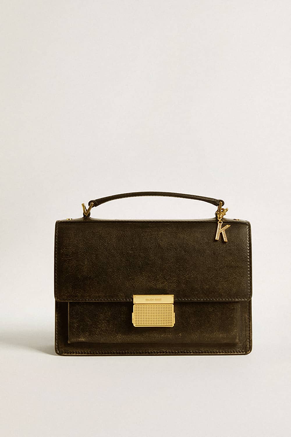 Letter K charm in gold-colored brass with crystals - Golden Goose Women
