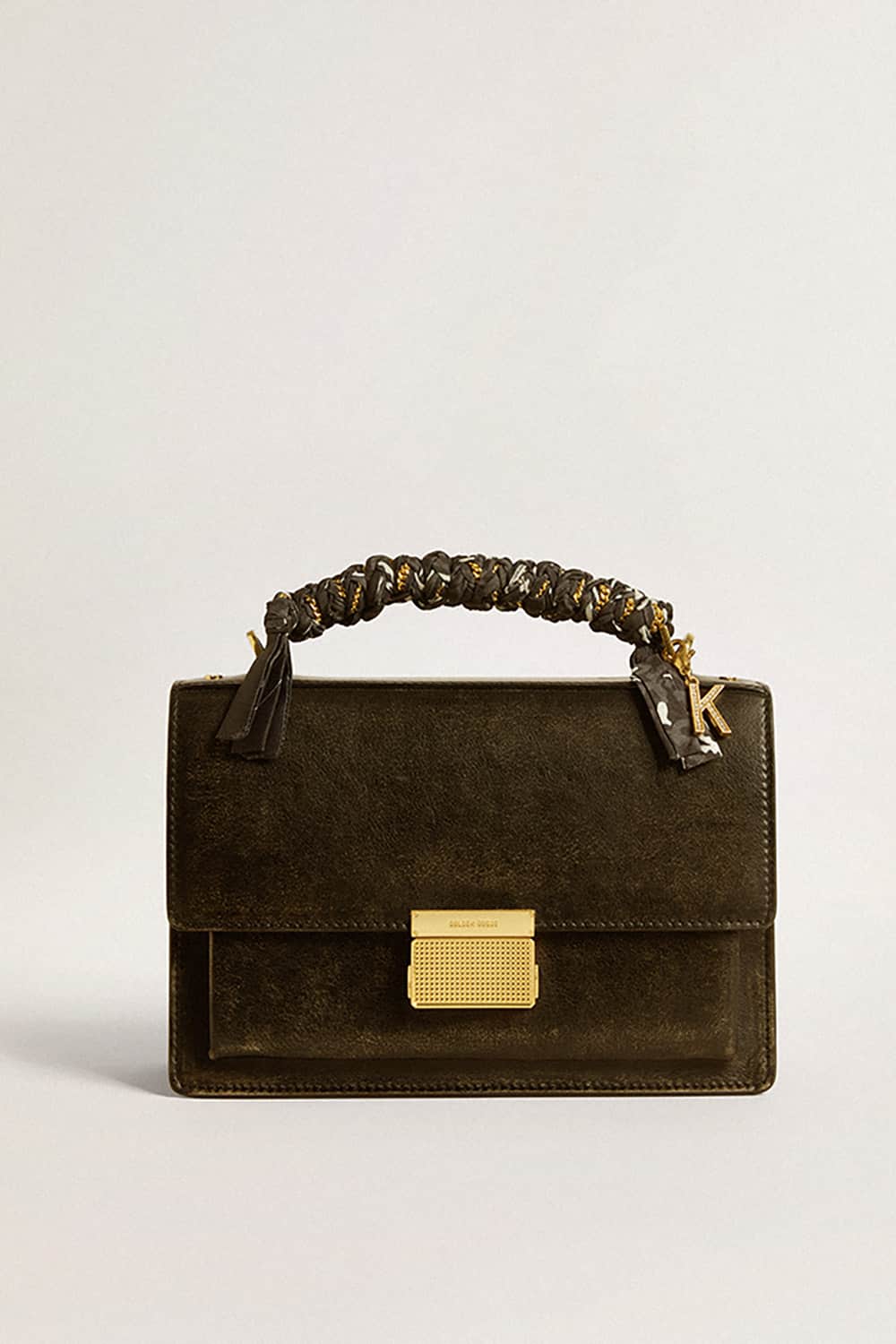 Letter K charm in gold-colored brass with crystals - Golden Goose Women