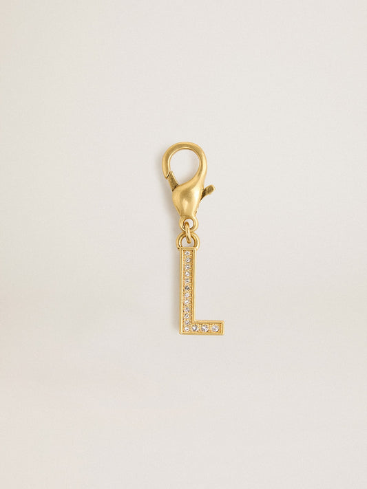 Letter L charm in gold-colored brass with crystals - Golden Goose Women