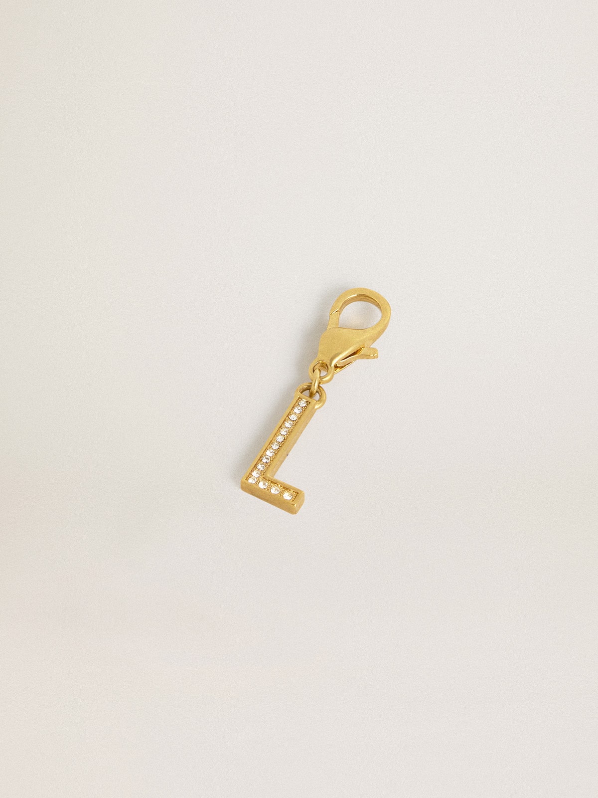 Letter L charm in gold-colored brass with crystals - Golden Goose Women