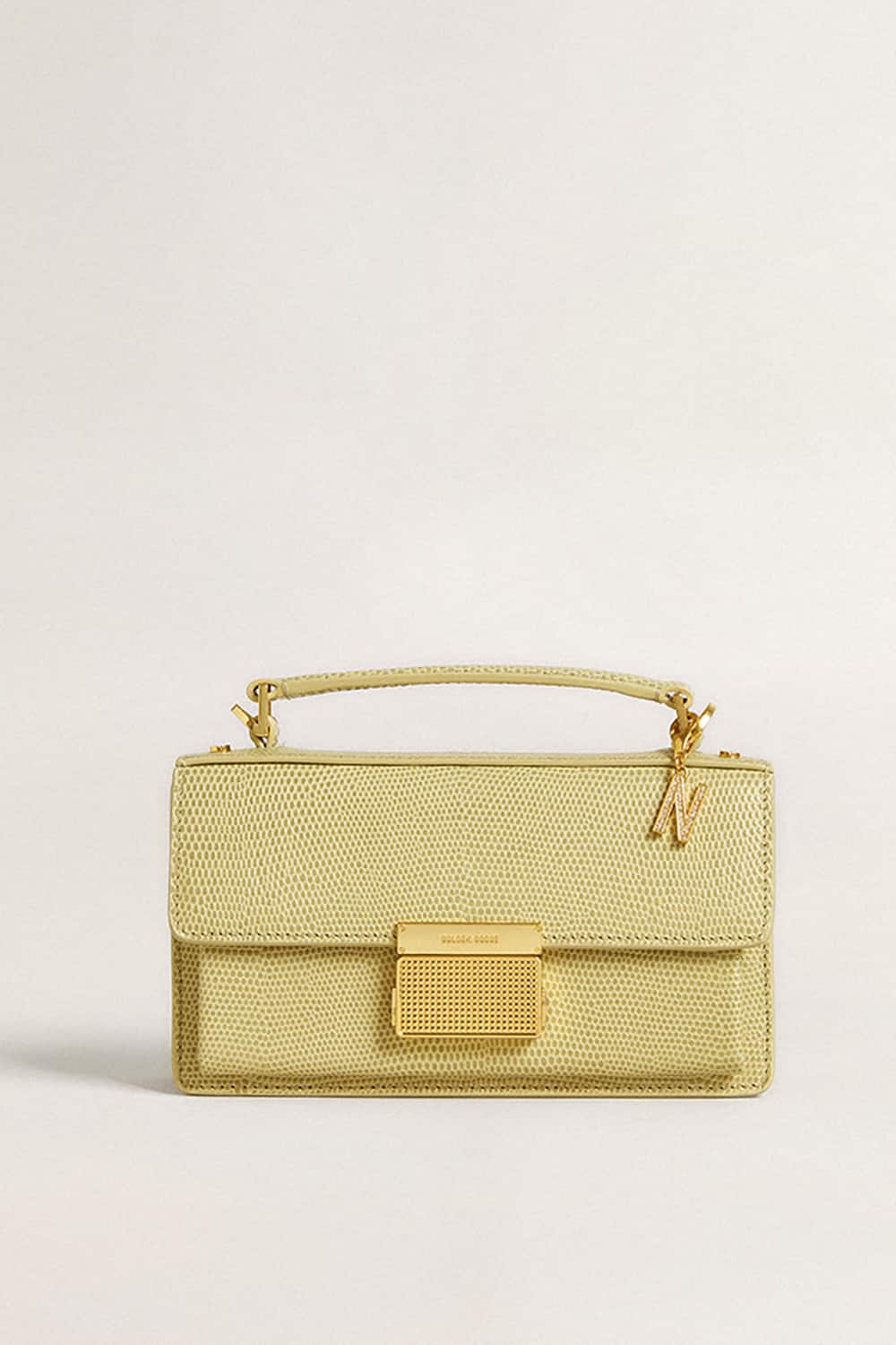 Letter N charm in gold-colored brass with crystals - Golden Goose Women