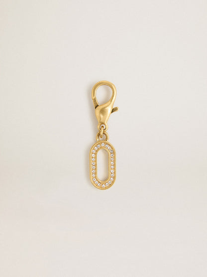 Letter O charm in gold-colored brass with crystals - Golden Goose Women