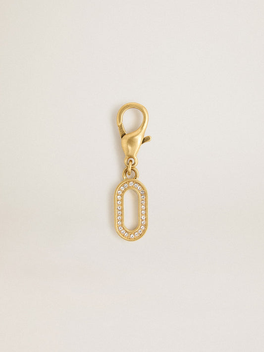 Letter O charm in gold-colored brass with crystals - Golden Goose Women