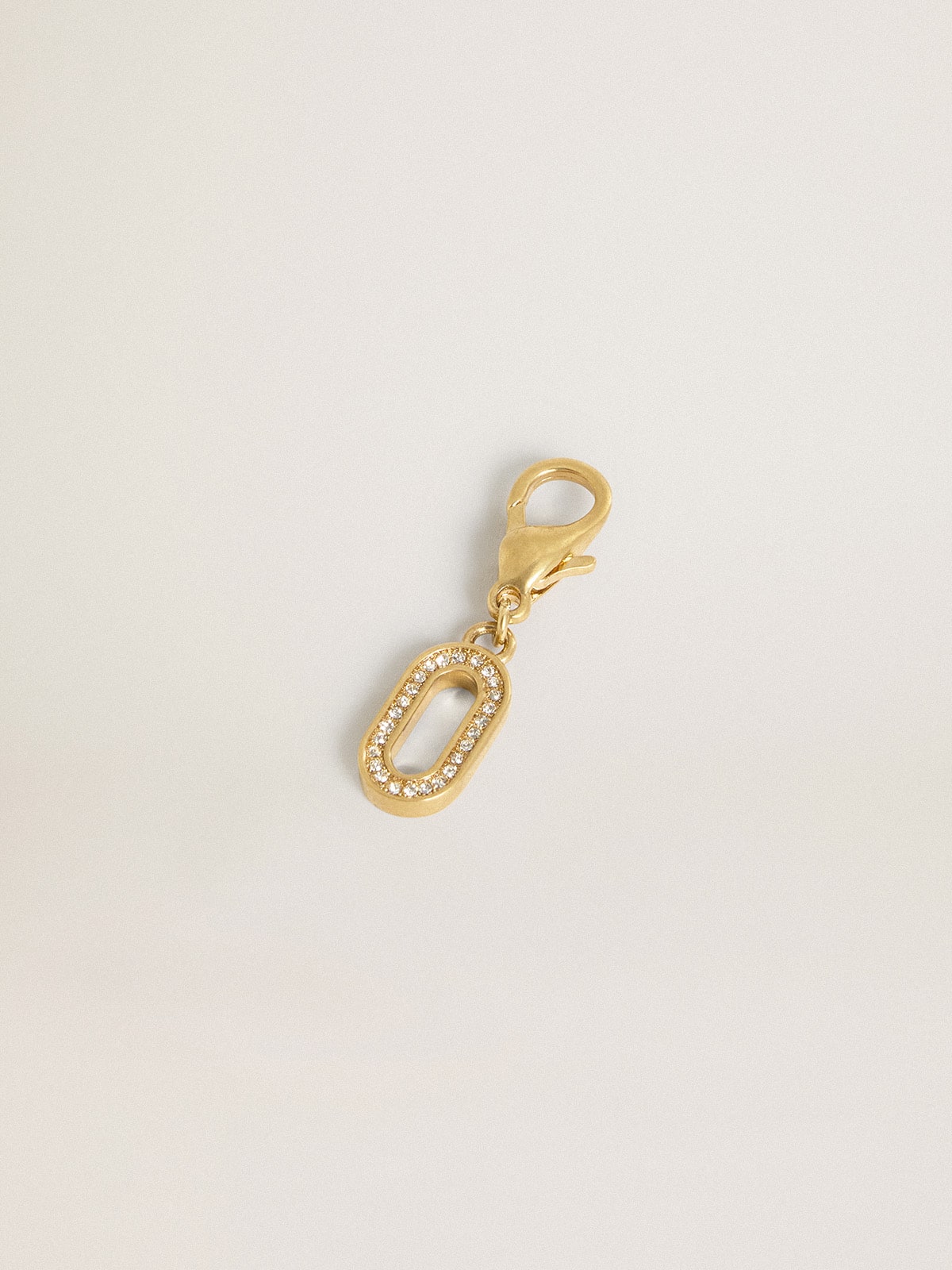 Letter O charm in gold-colored brass with crystals - Golden Goose Women