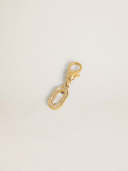 Letter O charm in gold-colored brass with crystals - Golden Goose Women