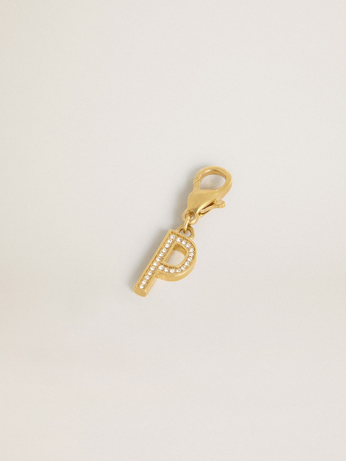 Letter P charm in gold-colored brass with crystals - Golden Goose Women