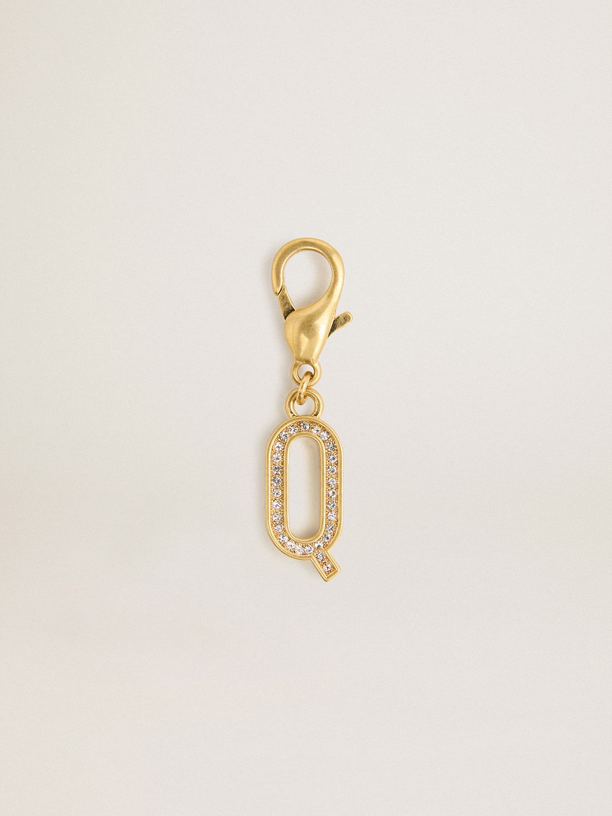 Letter Q charm in gold-colored brass with crystals - Golden Goose Women